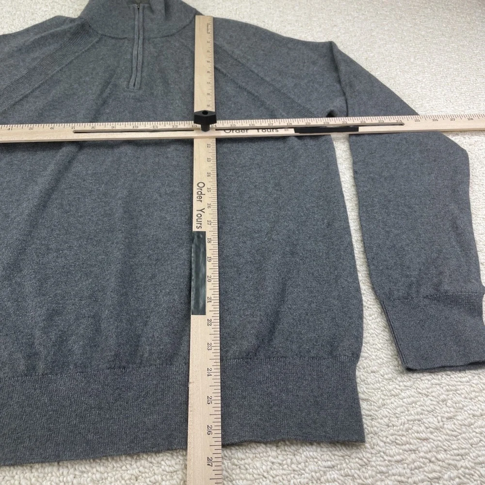Banana Republic Men's Sweater L Gray‎ 1/4 Zip Cashmere Cotton Classic